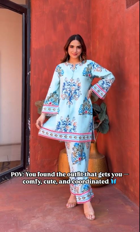 Persian Sky Kurti & Pant Set