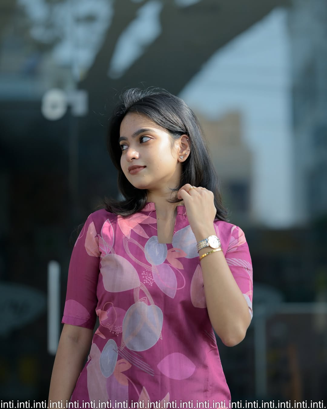 Blossom Purple Cotton Kurti with Pant Set