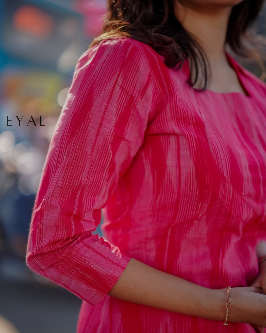Pink Ikat Cotton Kurti with Pant Set