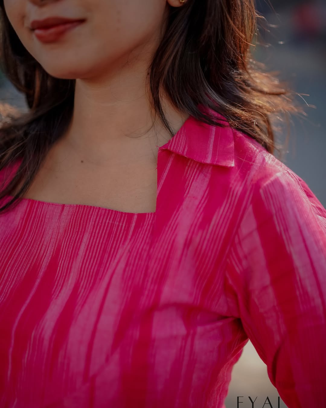 Pink Ikat Cotton Kurti with Pant Set