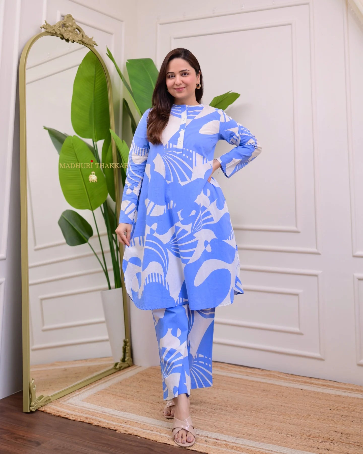 Midnight Abstract Kurti & Pant Set (Cotton)