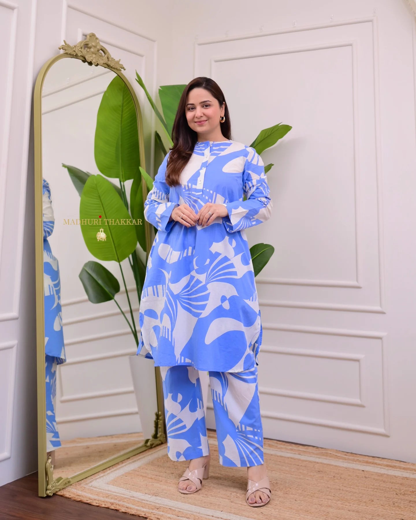 Midnight Abstract Kurti & Pant Set (Cotton)
