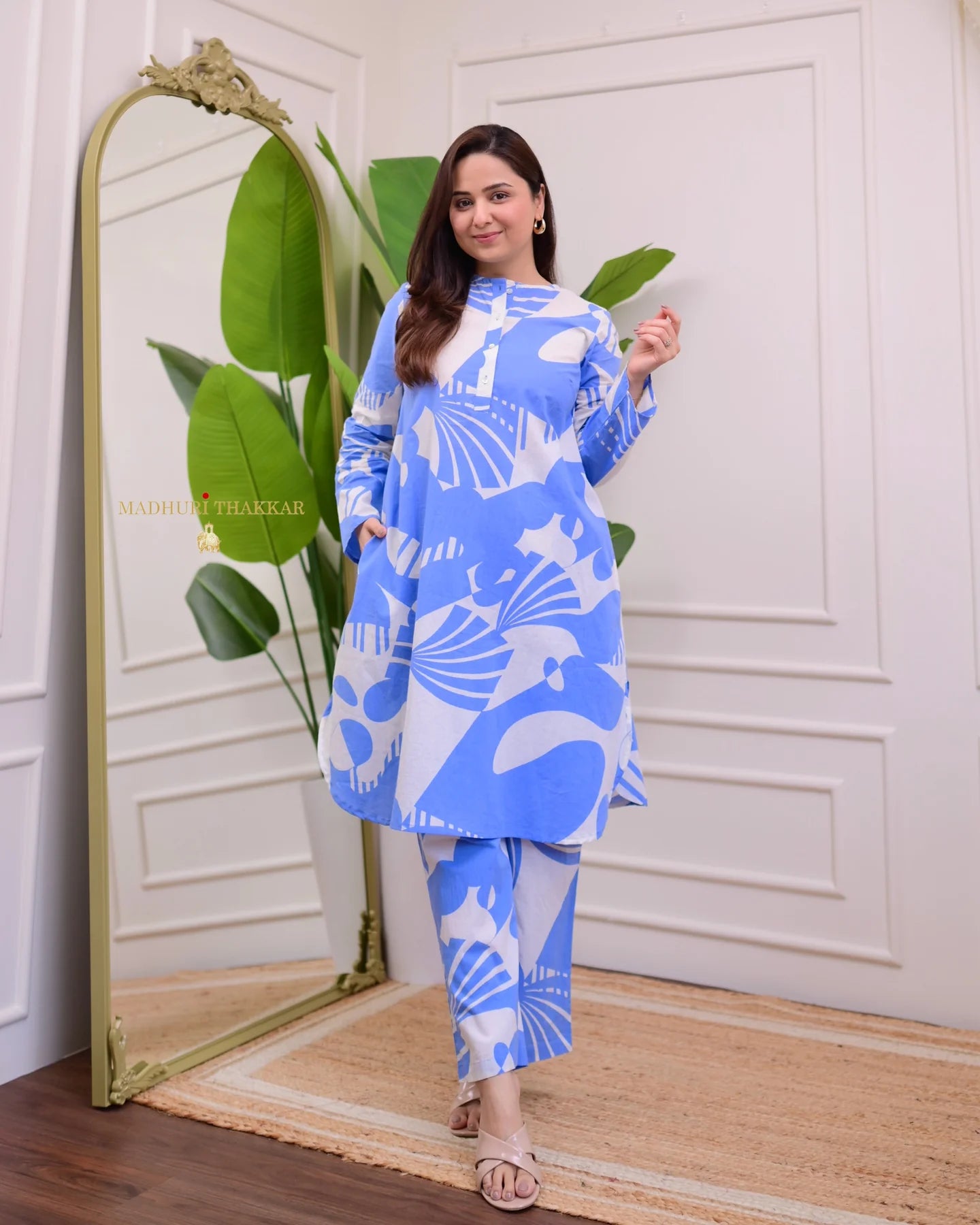 Midnight Abstract Kurti & Pant Set (Cotton)