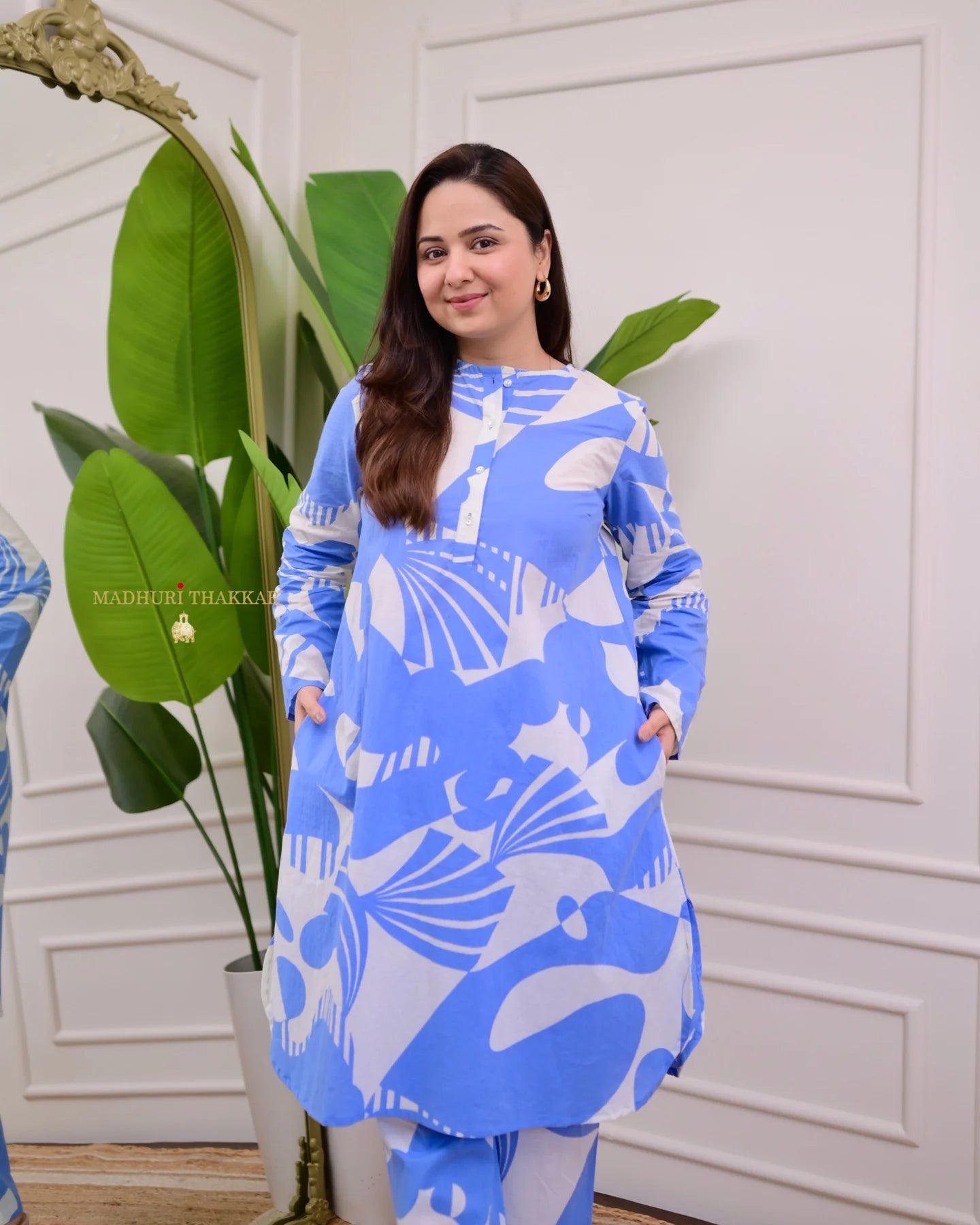 Midnight Abstract Kurti & Pant Set (Cotton)