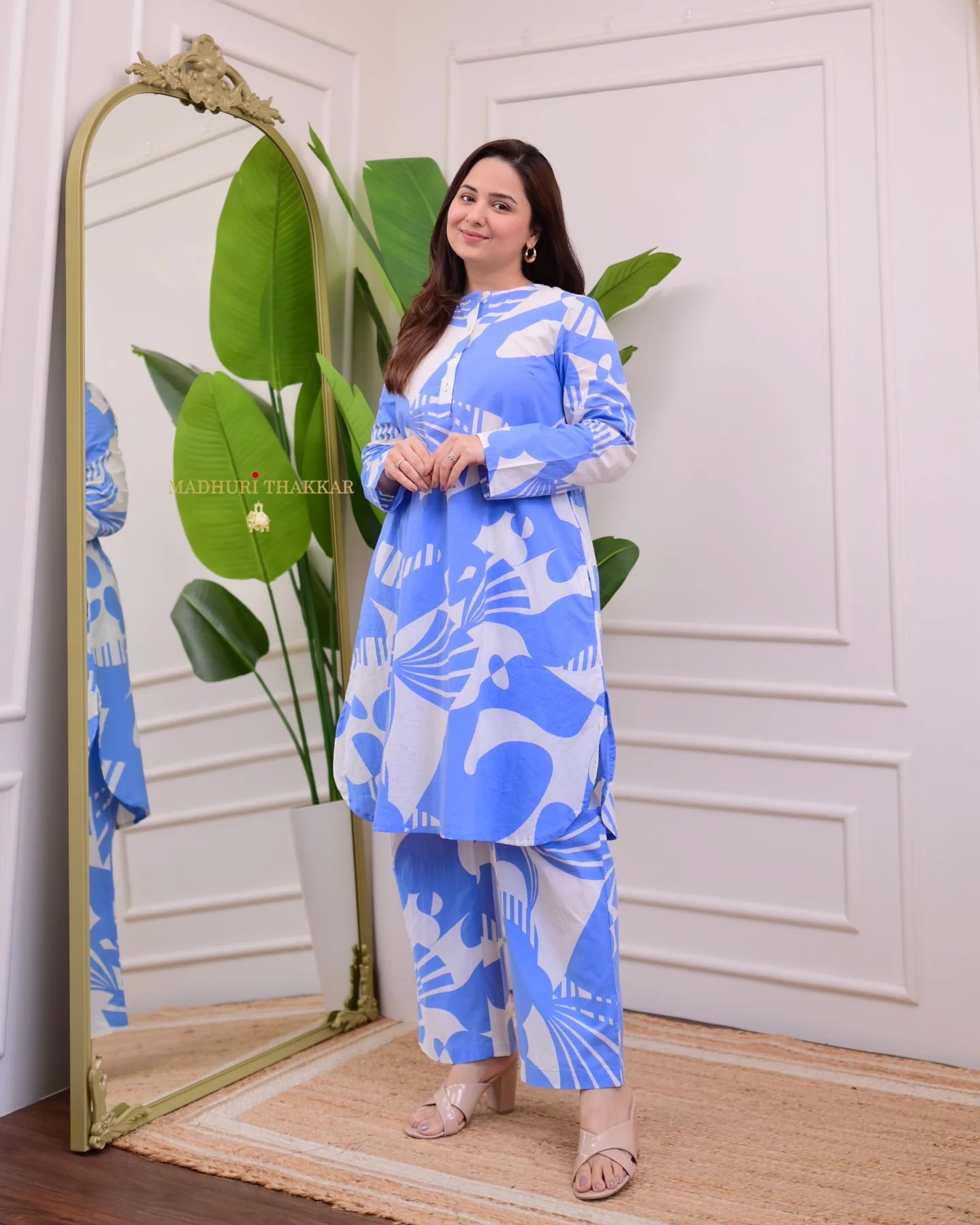Midnight Abstract Kurti & Pant Set (Cotton)