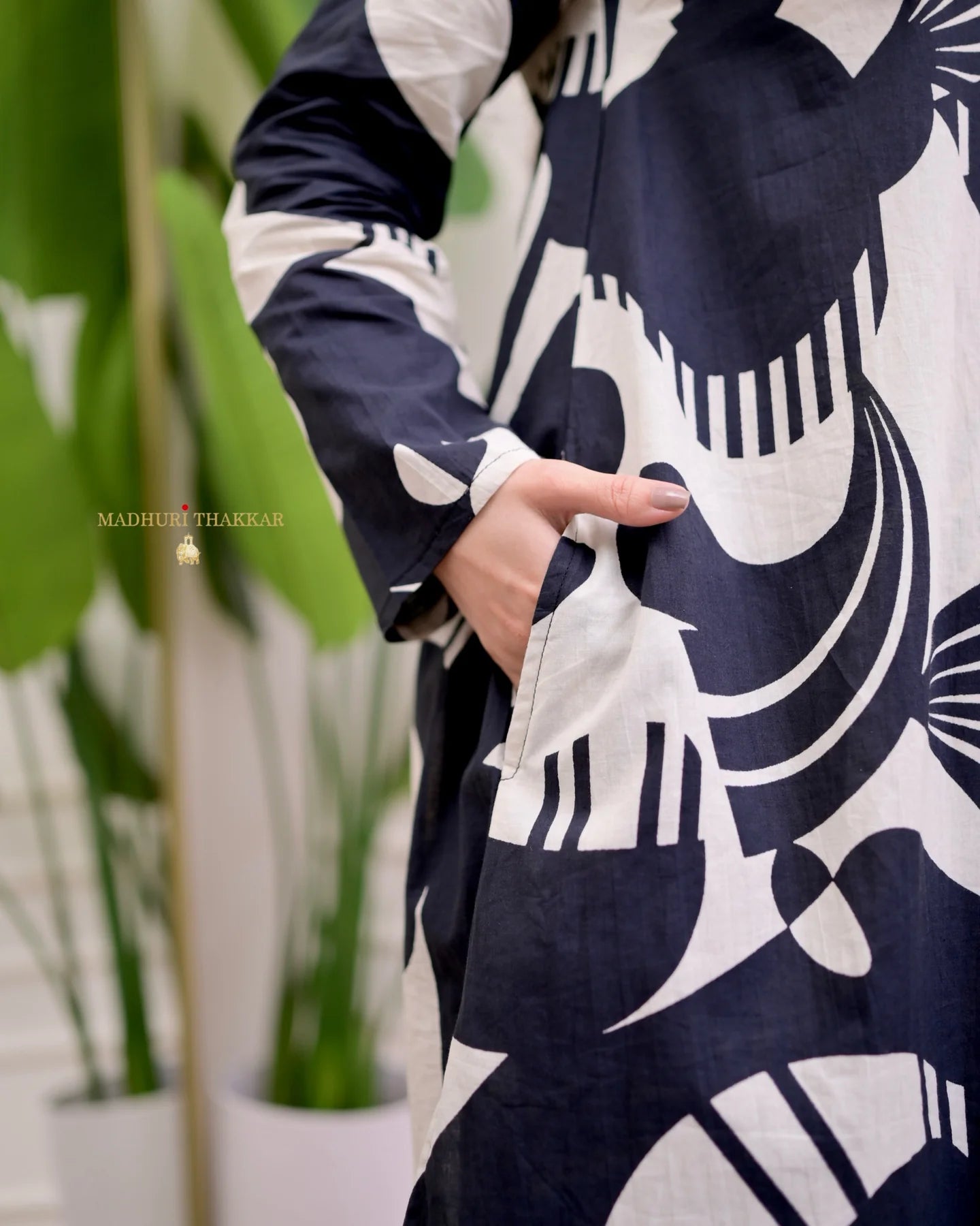 Midnight Abstract Kurti & Pant Set (Cotton)