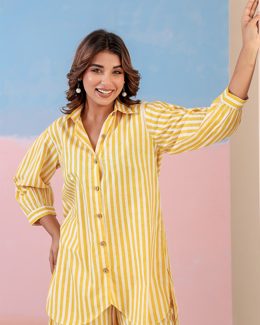 Sunshine Stripe Kurti Shirt & Pant Set