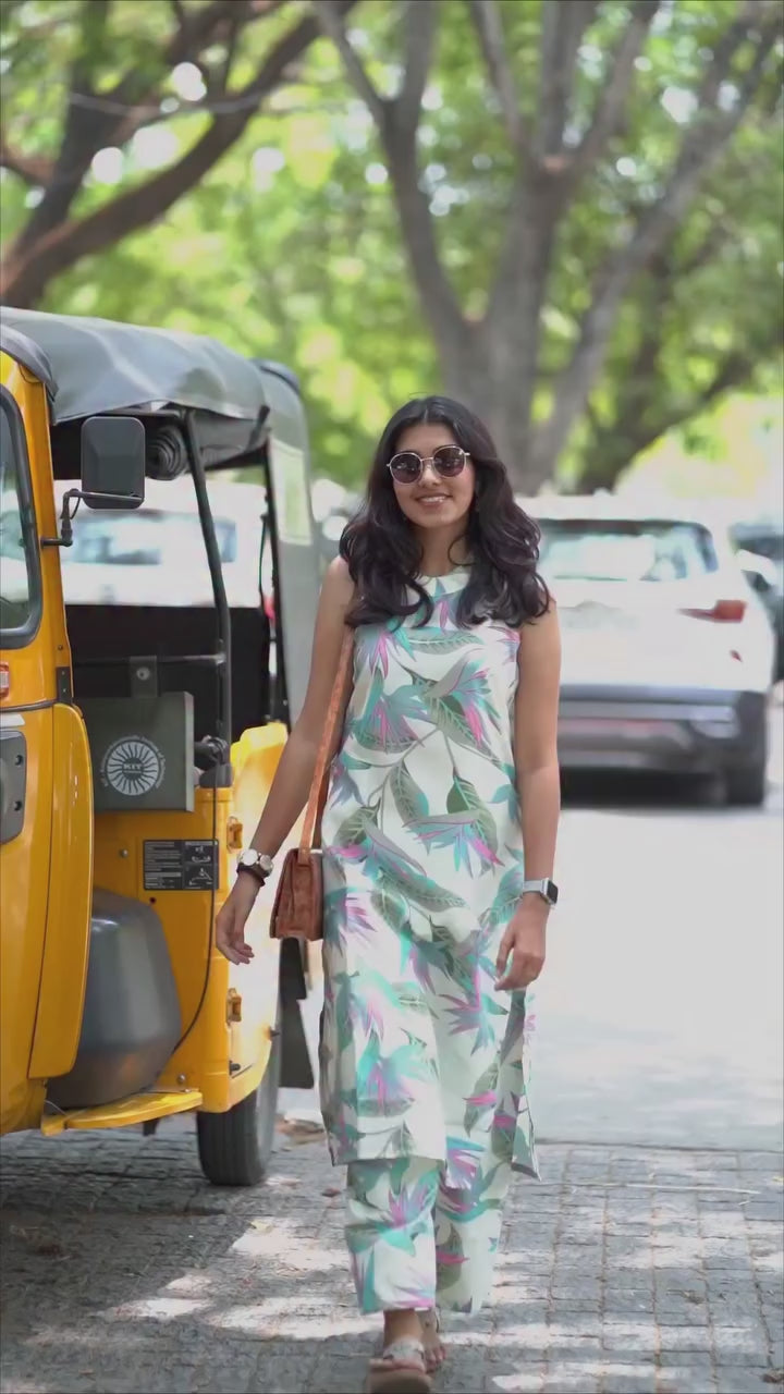 Tropical Cotton Kurti with Pant Set