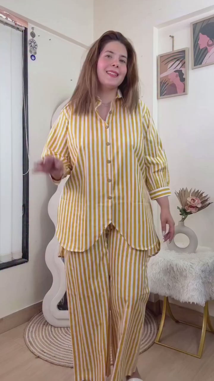 Sunshine Stripe Kurti Shirt & Pant Set